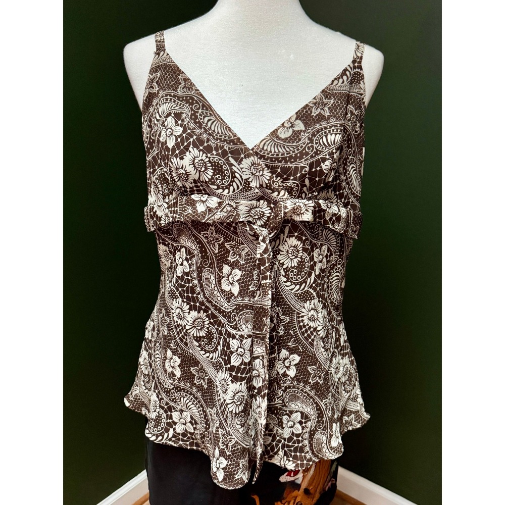 Apt. 9 Brown Floral Paisley Sleeveless V Neck Top Women's XL